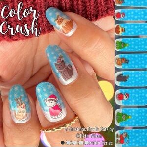 Christmas Doodle Cats Nail Wraps